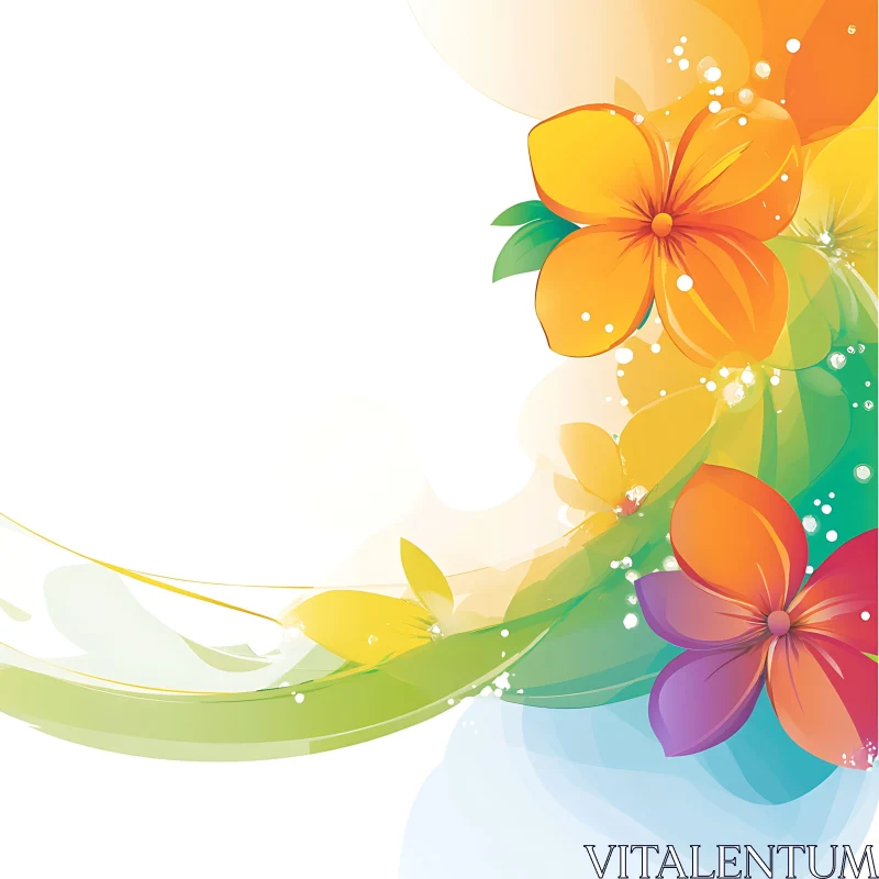 Vibrant Flower Art with Abstract Elements AI Image