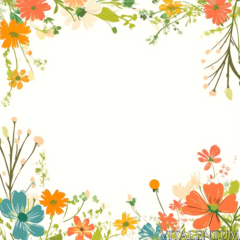 Decorative Watercolor Floral Frame AI Image