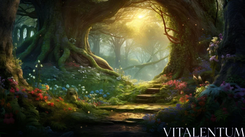 Enchanting Fairytale Forest Path - Nature-Inspired Art AI Image