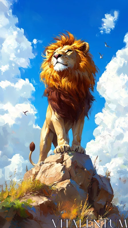 AI ART Lion Overlooking the Savanna