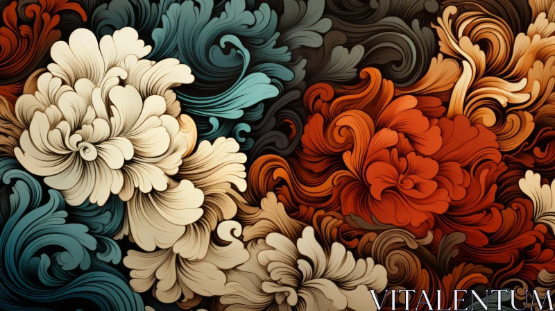 Intricate Abstract Floral Artwork on Wall AI Image