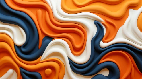 Wavy 3D Pattern with Colorful Liquids - A Soft, Rounded Forms Artwork