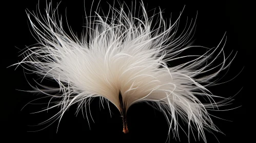 White Feather Against Black Background: A Study of Contrast and Intricacy