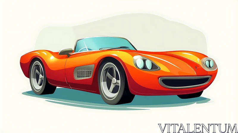 Vintage Orange Convertible Automotive Design AI Image