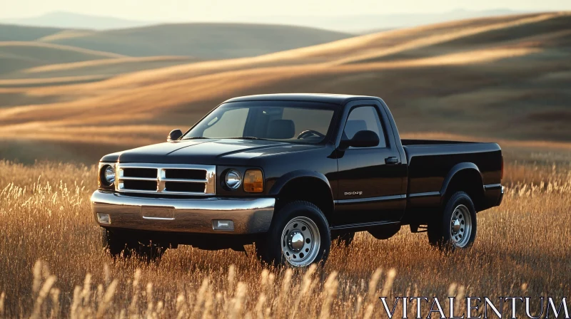 AI ART Pickup Truck in Golden Field