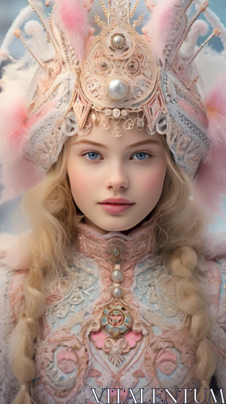 Captivating Beauty: A Stunning Image of a Girl in an Old Russian Outfit AI Image