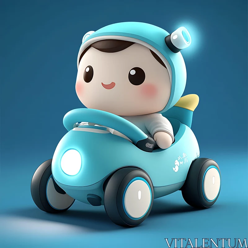 AI ART Cute Cartoon Figure in Toy Car