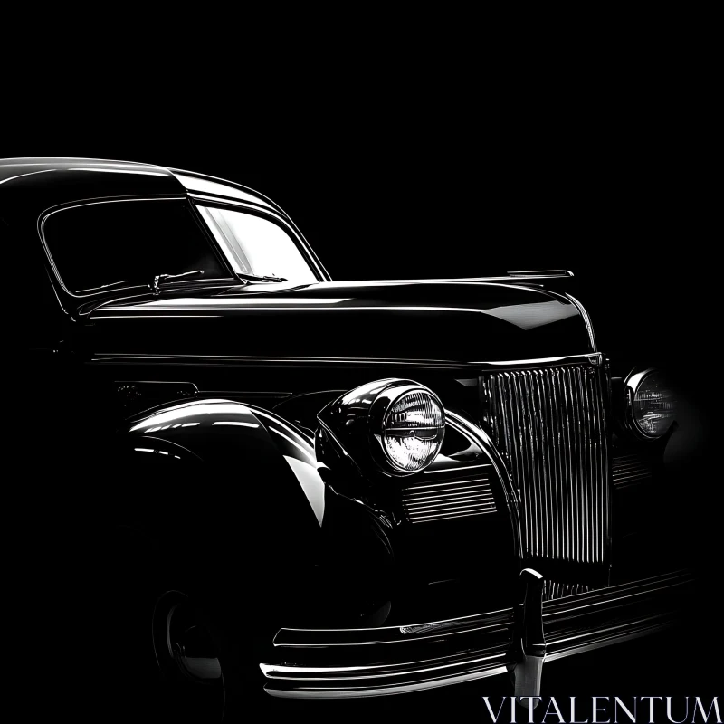 Vintage Classic Car in Black Background AI Image