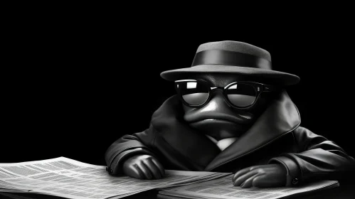 Noir-style Frog in Suit: A Study in Warmcore Aesthetics