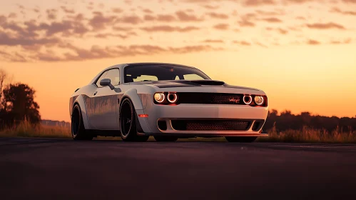 Muscle Car at Sunset