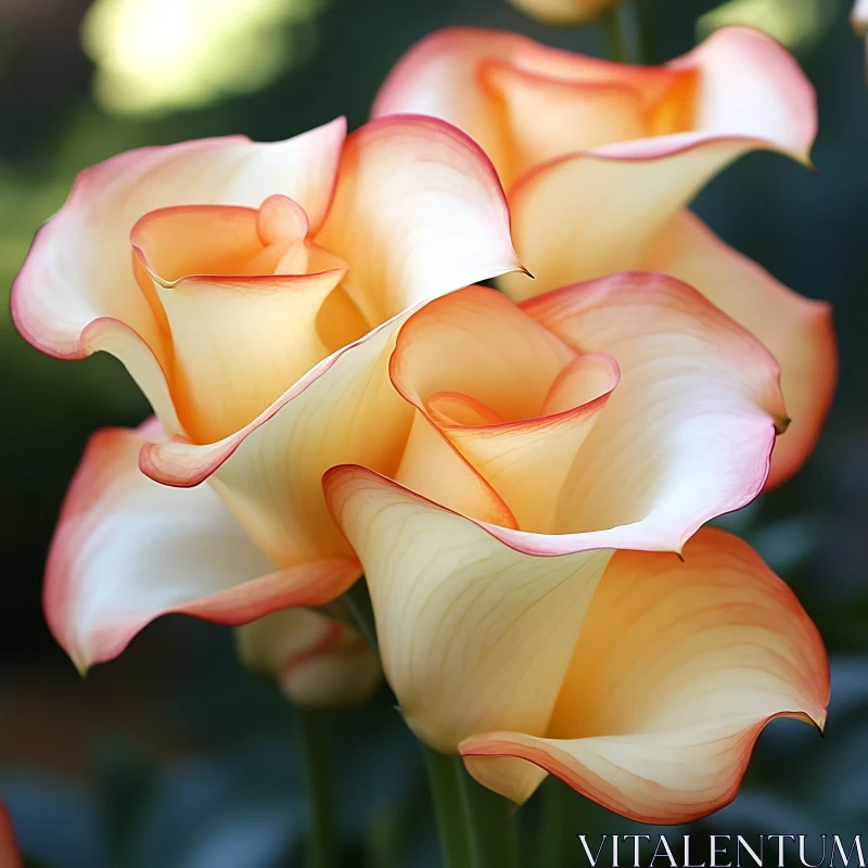 Soft Peach Calla Lilies in Bloom AI Image