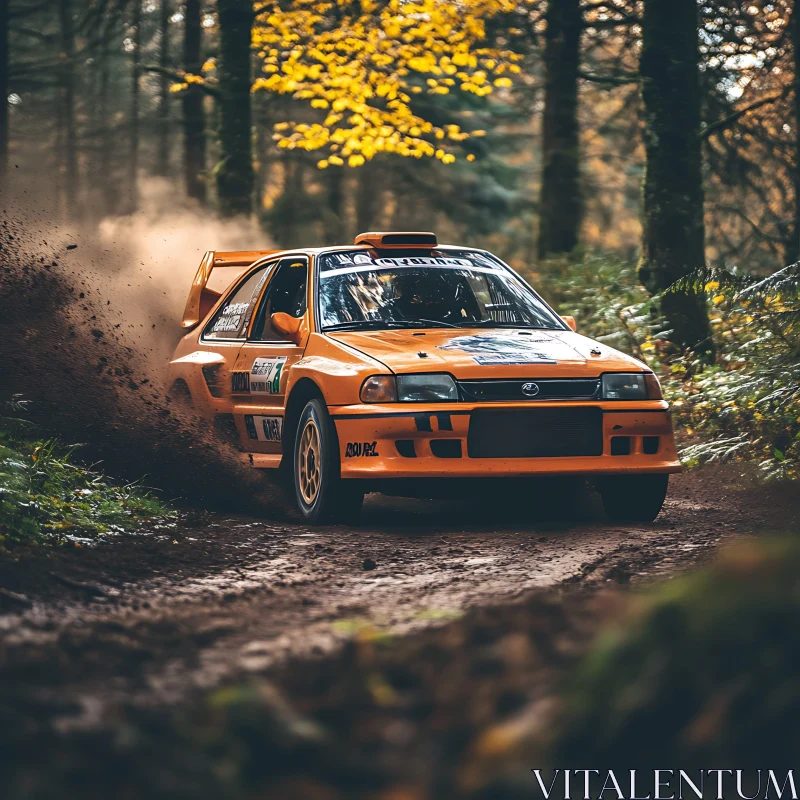 High Speed Rally Car in Forest AI Image