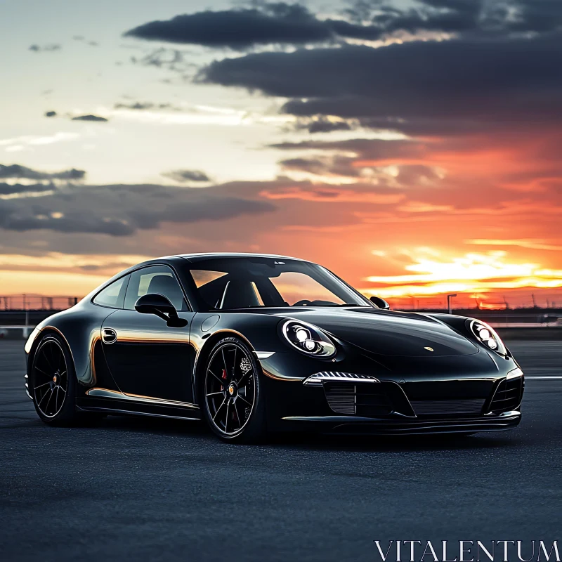 Luxury Car at Sunset AI Image