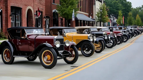 Classic Automobiles on Display in Quaint Town