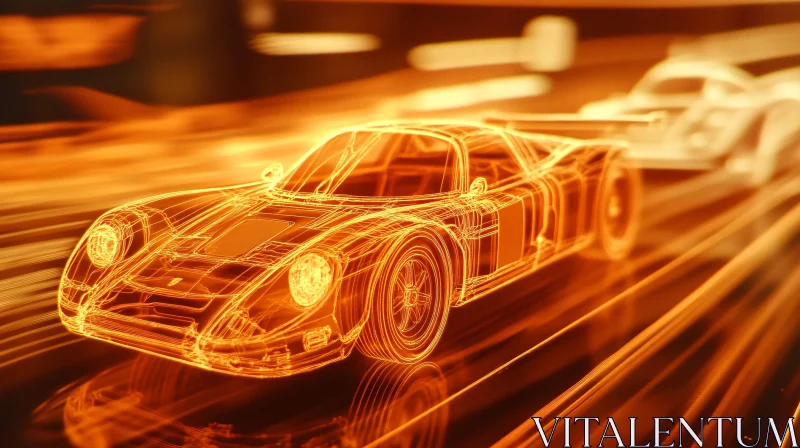 High-Speed Neon Car Racing Illustration AI Image