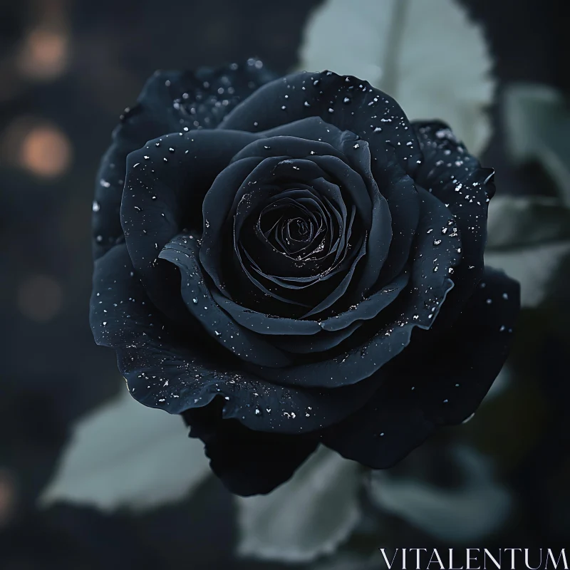 AI ART Exquisite Black Rose Close-Up