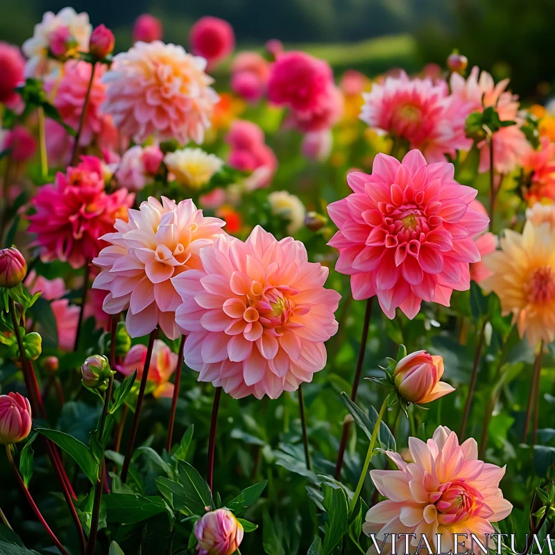 AI ART Vibrant Dahlia Blossoms