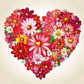 Colorful Floral Heart Illustration