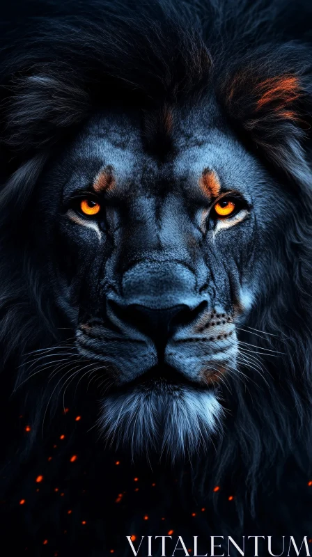 Lion Portrait with Golden Eyes AI Image