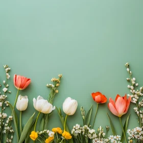 Vibrant Flower Composition with Tulips and Daisies