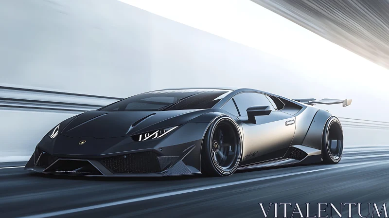 AI ART High-Performance Black Supercar in Motion