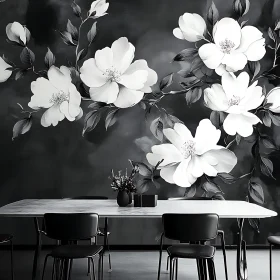 Sophisticated Floral Wall Art in Dining Area