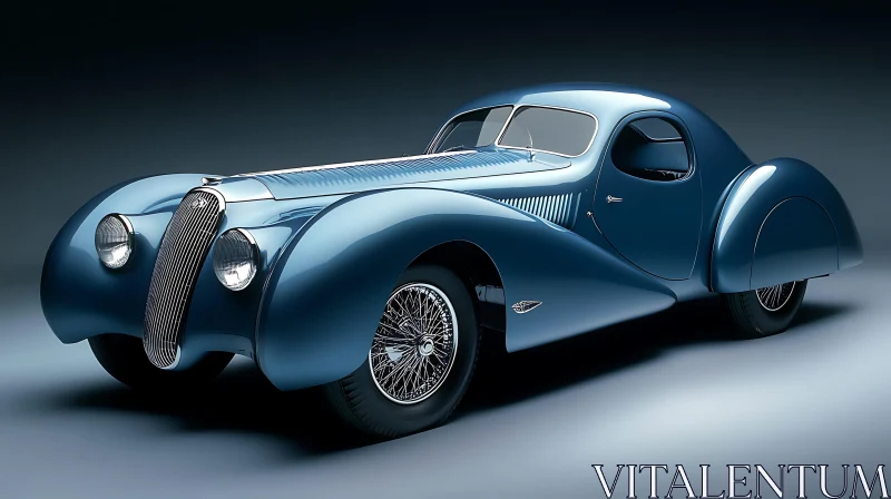 Classic Blue Vintage Car Showcasing Luxury and Sophistication AI Image