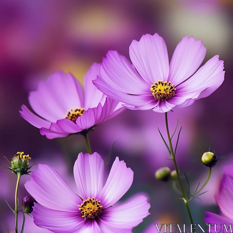 Beautiful Purple Flowers in Nature AI Image