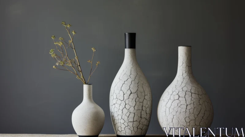 Cracked Ceramic Vases in Minimalistic Style AI Image