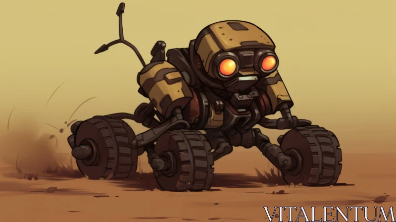 Wroozer: Cartoonish Robot on a Desert Dirt Road AI Image