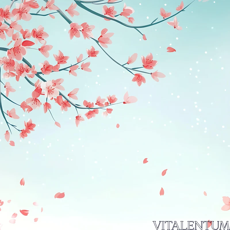 Blooming Cherry Blossoms Art AI Image