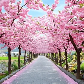 Enchanting Path under Cherry Blossoms