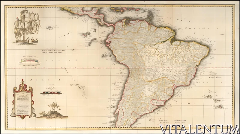 Antique Map of South America AI Image