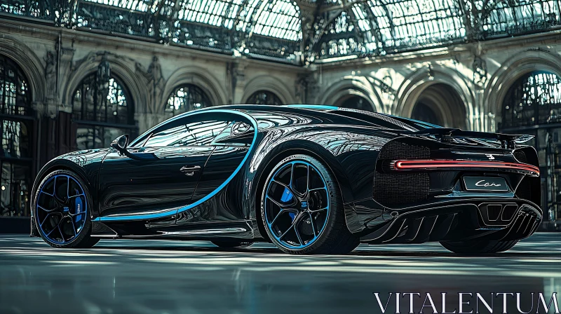 Sleek Modern Sports Car with Blue Accents AI Image