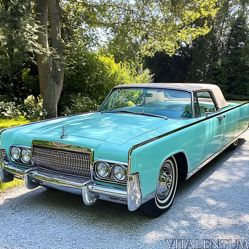 Classic Mint Green Convertible Car AI Image