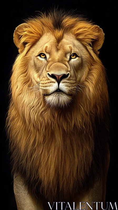 Regal Lion with Golden Mane AI Image