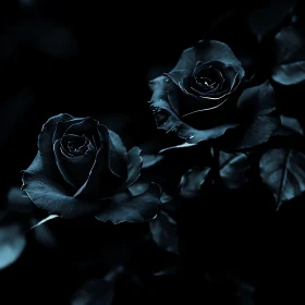 Mystical Black Roses in Shadow