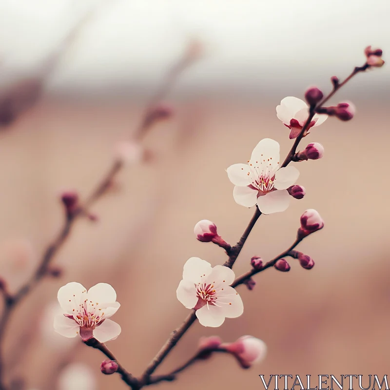 Soft Pink and White Cherry Blossoms AI Image