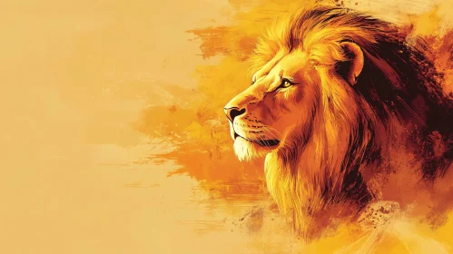 Regal Lion Art in Orange and Yellow