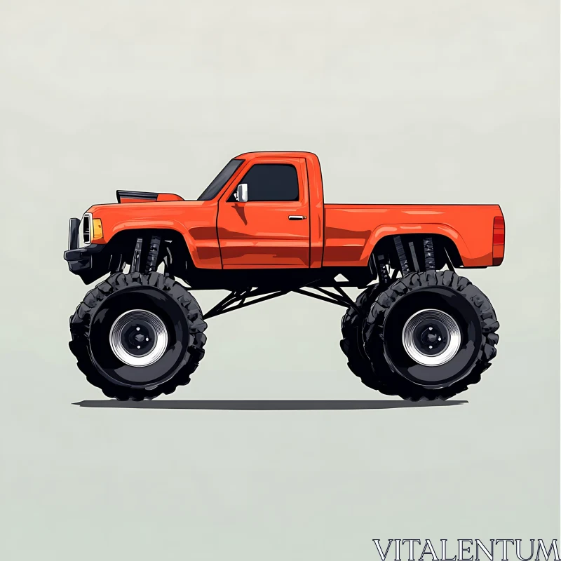 Illustration of an Orange Off-Road Monster Truck AI Image