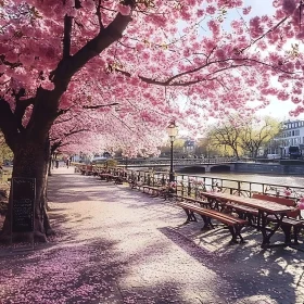 Serene Cherry Blossom Canopy in Spring