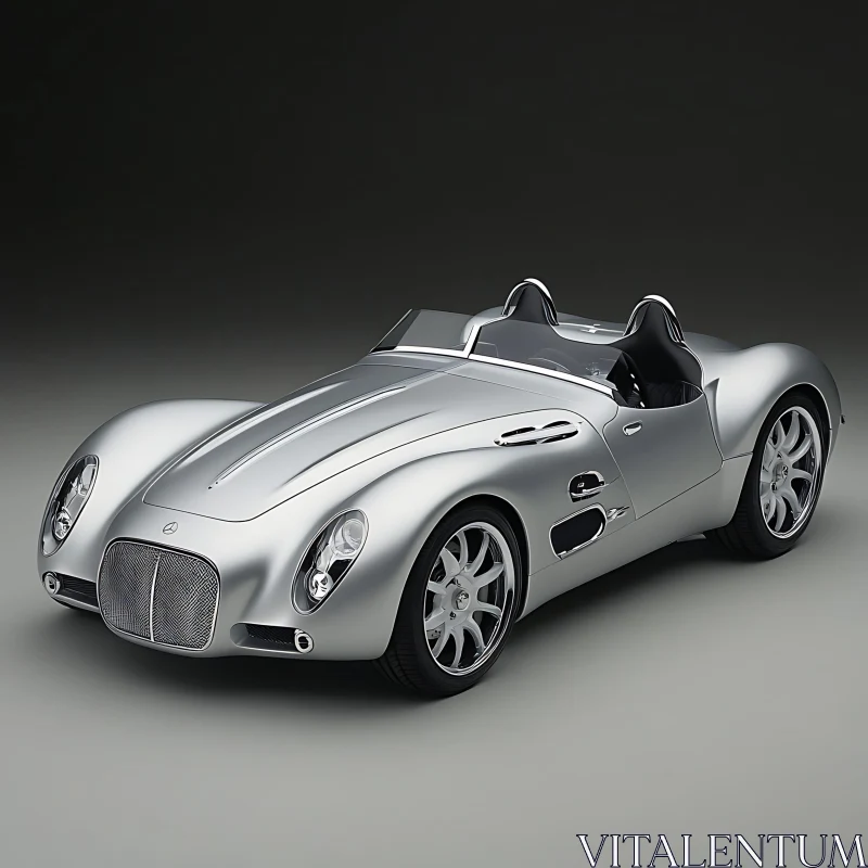 Vintage Silver Convertible Car AI Image