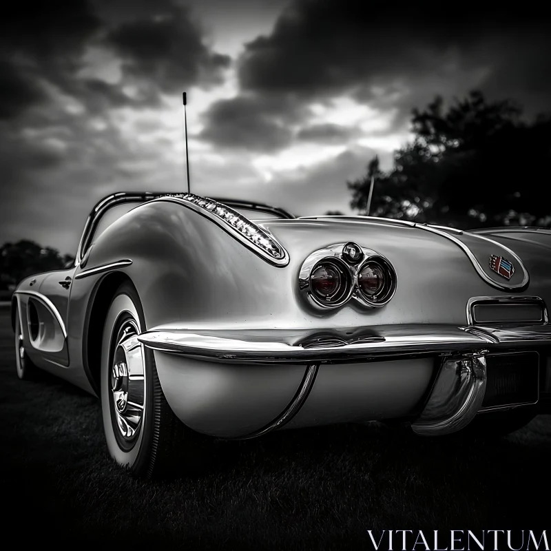 Vintage Automobile Monochrome Photo AI Image