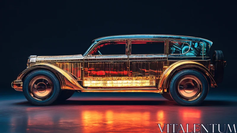 AI ART Illuminated Classic Car with Transparent Body