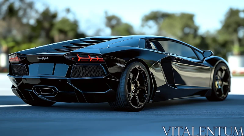 Luxurious Black Lamborghini - Sleek Design AI Image