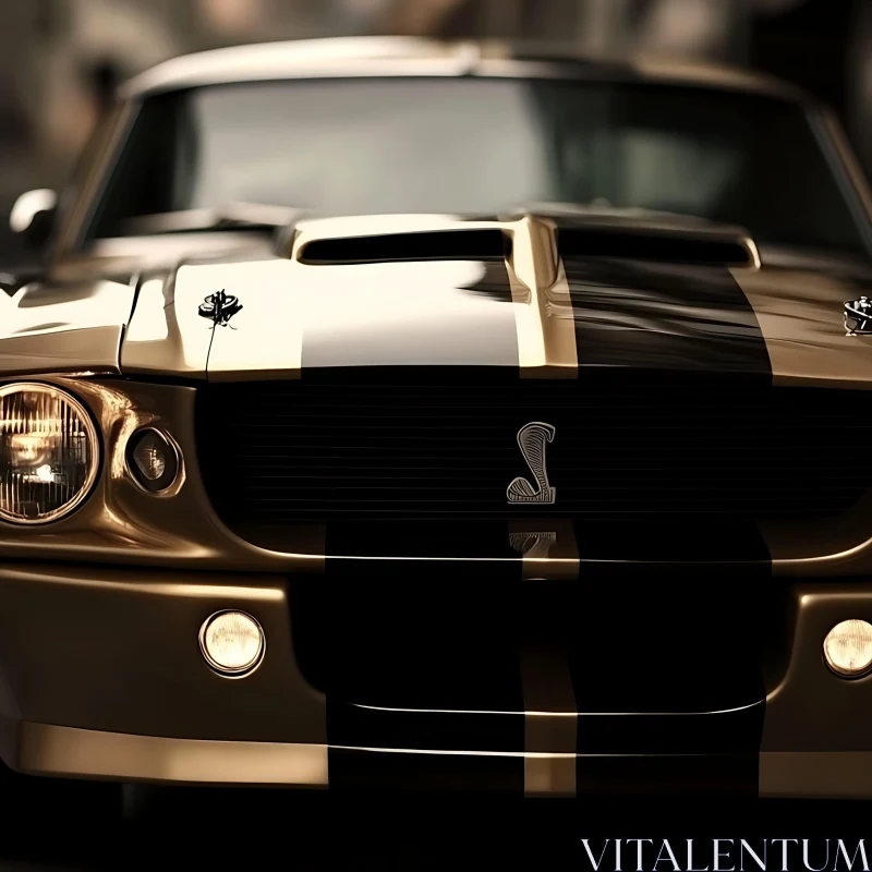 Iconic Black and Gold Classic Car Front View AI Image