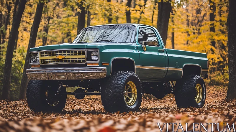 AI ART Classic Off-Road Truck Among Autumn Leaves