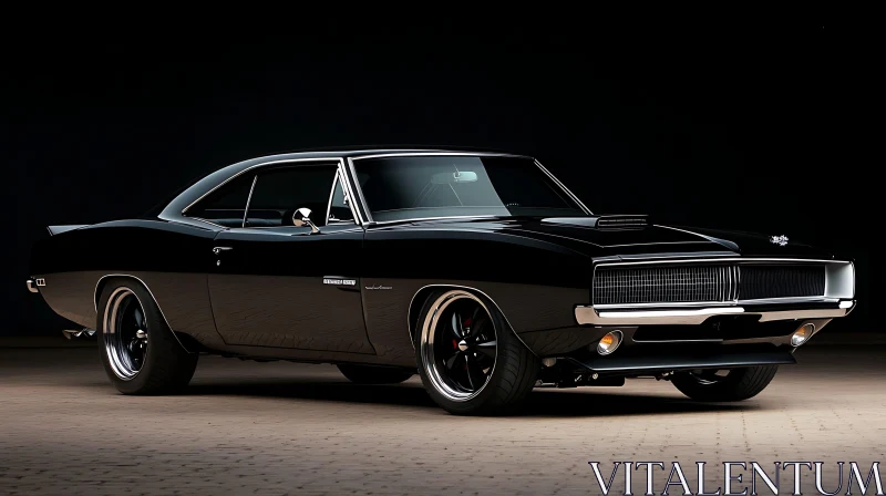 Timeless Elegance: Black Muscle Car AI Image