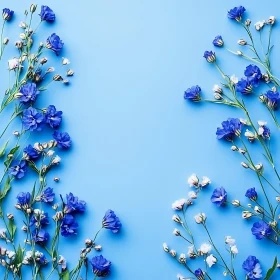 Botanical Art: Blue Blossoms on Elegant Canvas