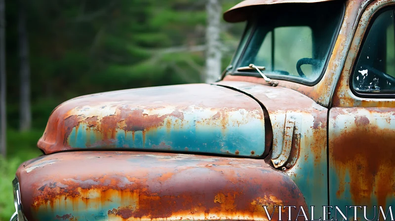 Weathered Truck Amidst Nature AI Image